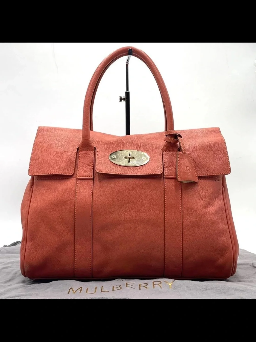 Mulberry Coral Leather Bayswater Tote with Gold Hardware